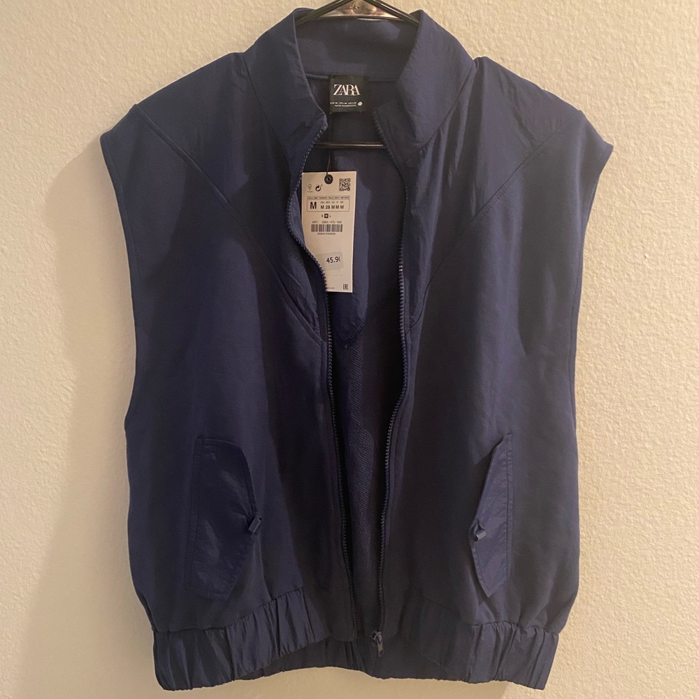 Men’s Zara blue vest zip up jacket size M